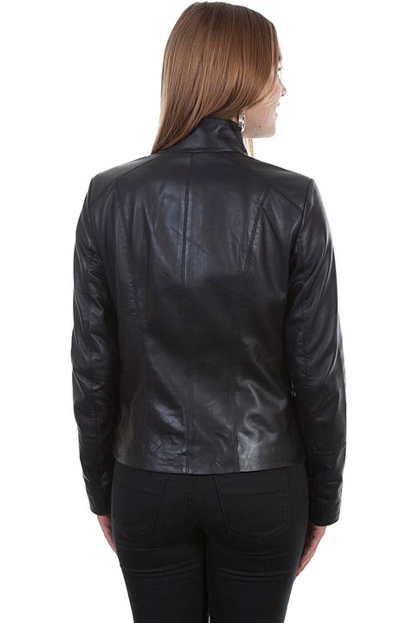 Ladies Black Leather Jacket - Image 3